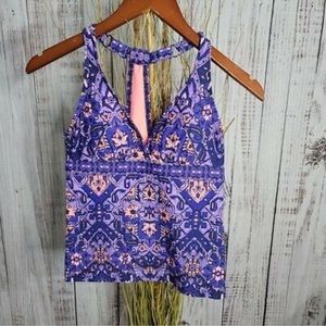 Title Nine Purple Pink NWT Geometric Tankini Swim Top 613546 Women's Sma…